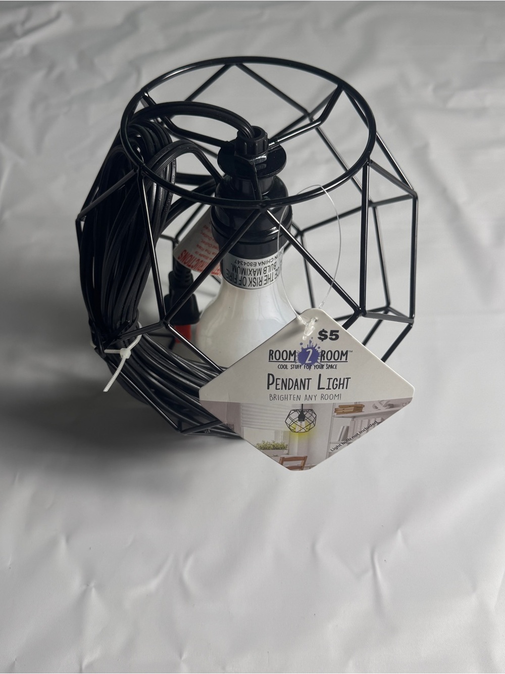 ✨ NWT Black Geometric Cage Pendant Light - 10ft Cord 💡✨
